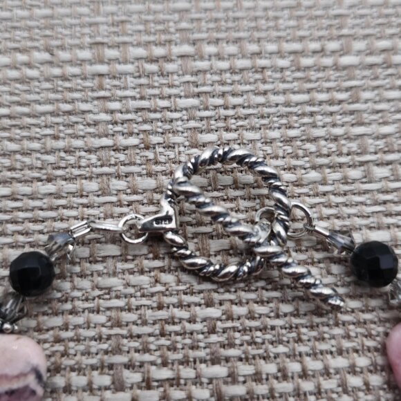 7 Inch Sterling Silver Rhodonite Stone Bracelet B484 - Picture 3 of 5